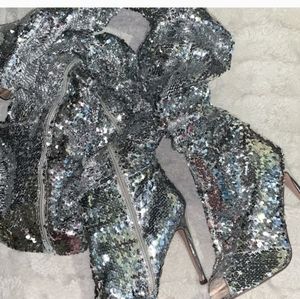 Above the knee peep toe boots